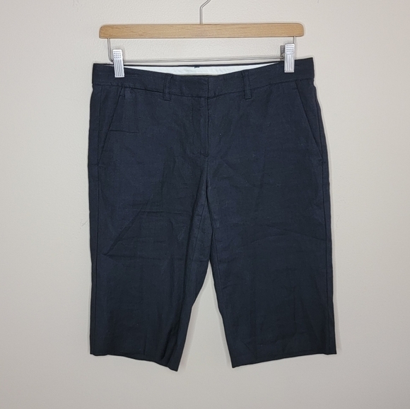 Theory | Classic Black Linen Blend Bermuda Shorts Size 2 - Picture 1 of 4